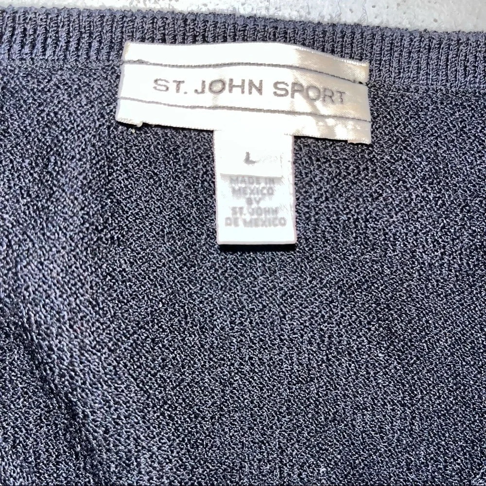 St. John Sport Black V Neck Sweater Top